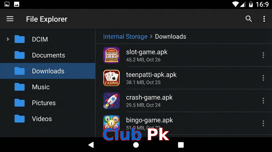 Main screen of Club Pk gameapk page for PK players